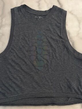 FP Movement Gray Cropped Muscle Tank wLarge Iridescent Reflective FP Logo